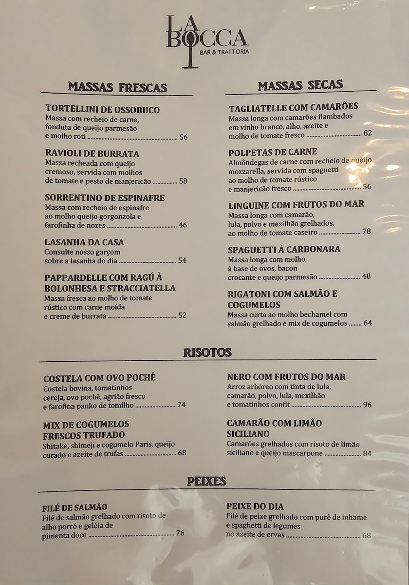 Menu La Bocca Bar & Trattoria-1